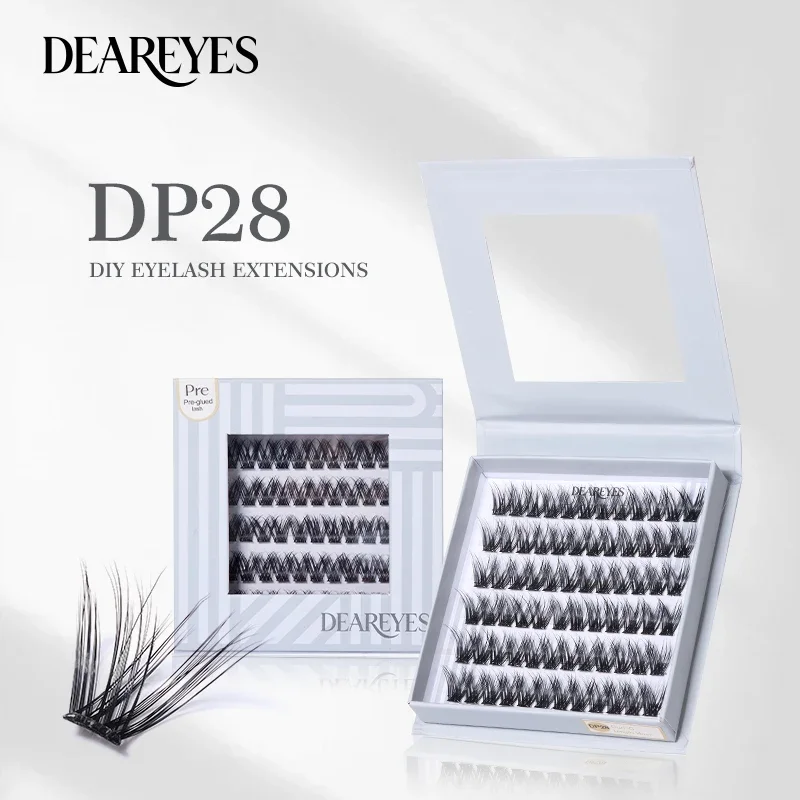 DearEyes DP‑28 Pre‑Glued DIY Wispy Eyelash Clusters Reusable Natural False Lashes for Beginners Home Makeup