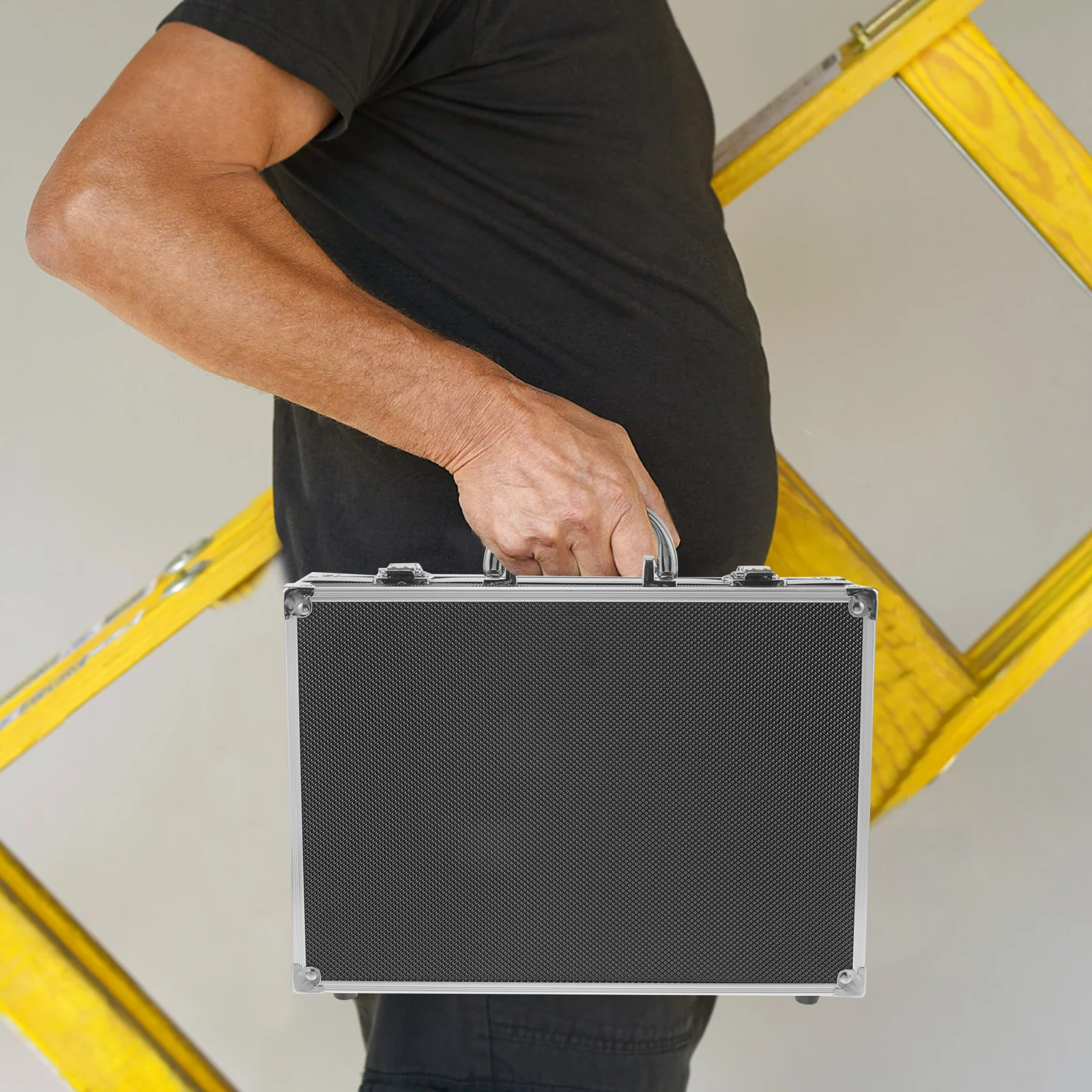 

Aluminium Alloy Tool Storage Box 29x20.5x9cm Portable Latch Handheld Toolbox Organizer Ergonomic Handle Scratch for Outdoor