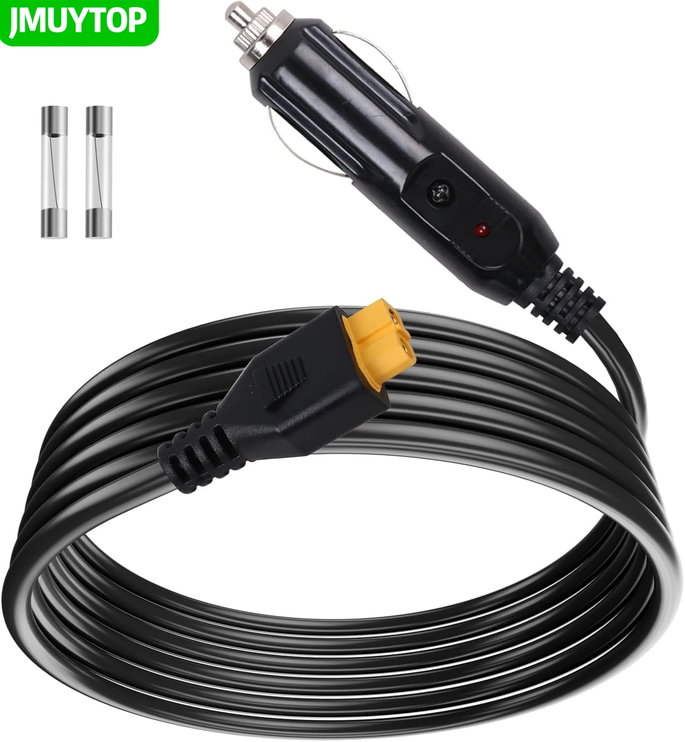 

JMUYTOP 118inch/3M XT60 Charging Cable Car Cigarette Lighter 12V/24V with 15A fuse For EF ECOFLOW River Delta 3 2 Power station