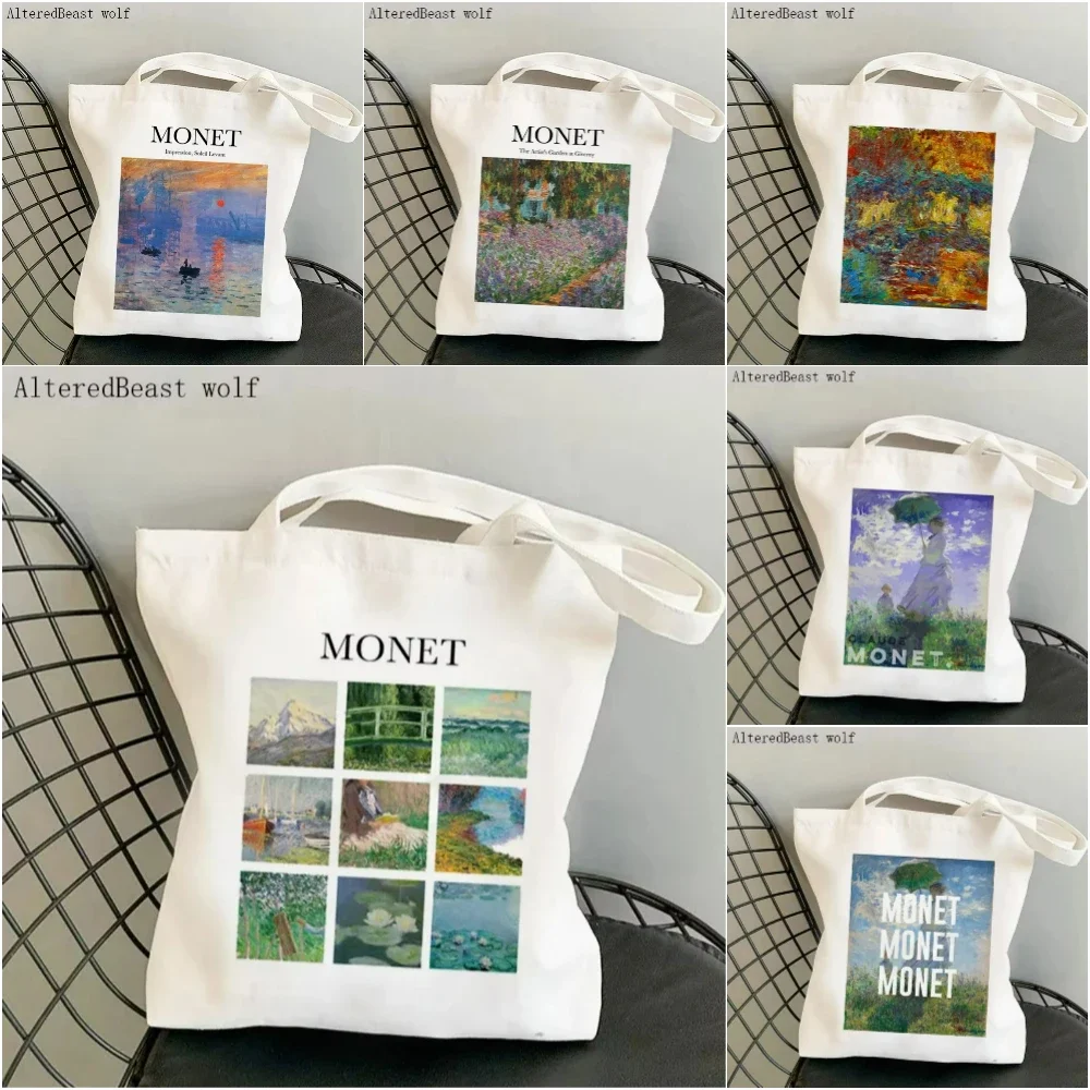 

Monet Water Lilies Oil Painting Print Canvas Shoulder Tote Bag for Shopping Work School or Travel Eco Friendly Yoga Bag Gift