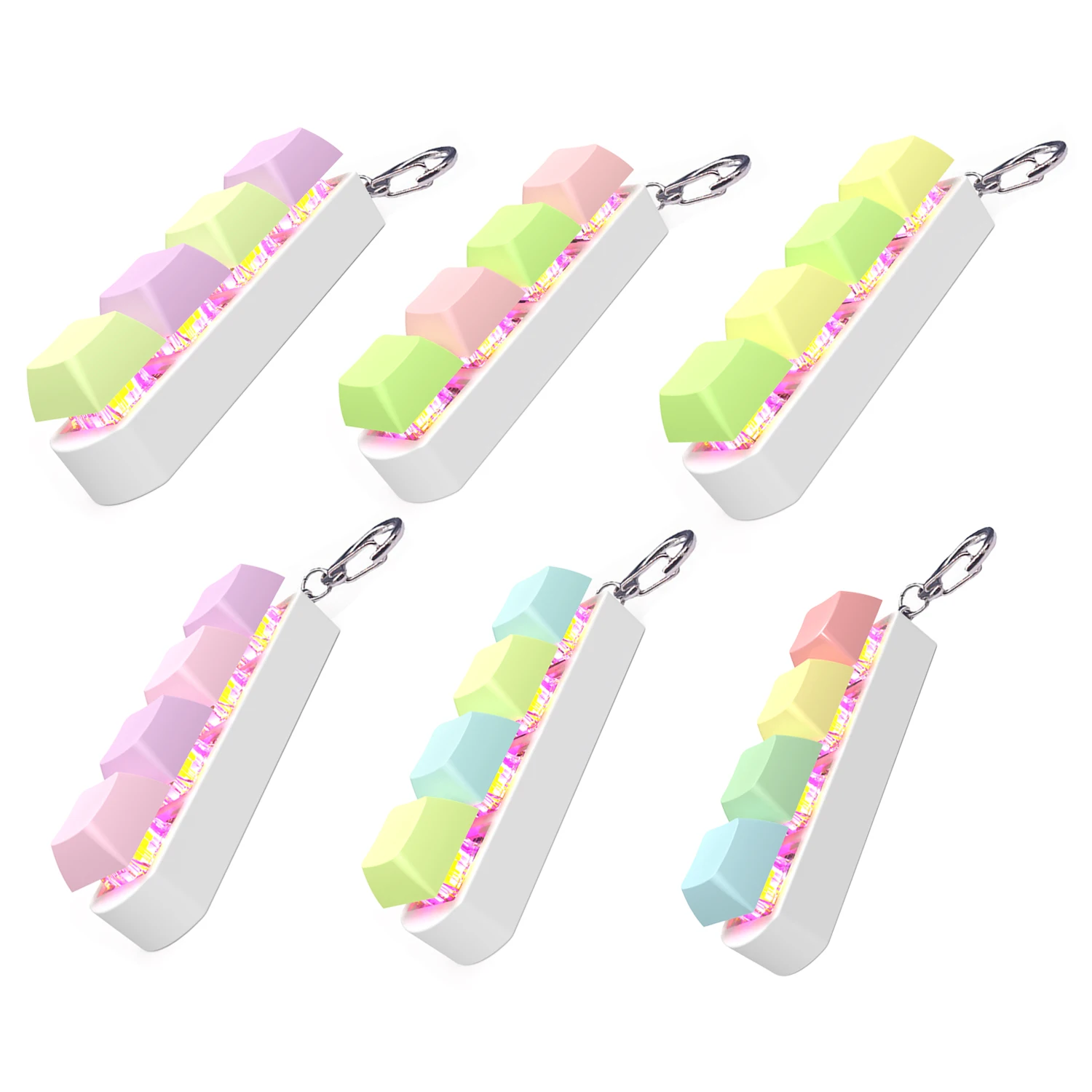 Keychain LED Lamp Keyboard Key Toy 키보드 키캡 Colorful Light Party Stress Relief Fidget Button Keycap Toys Finger Keyboard Caps Toy