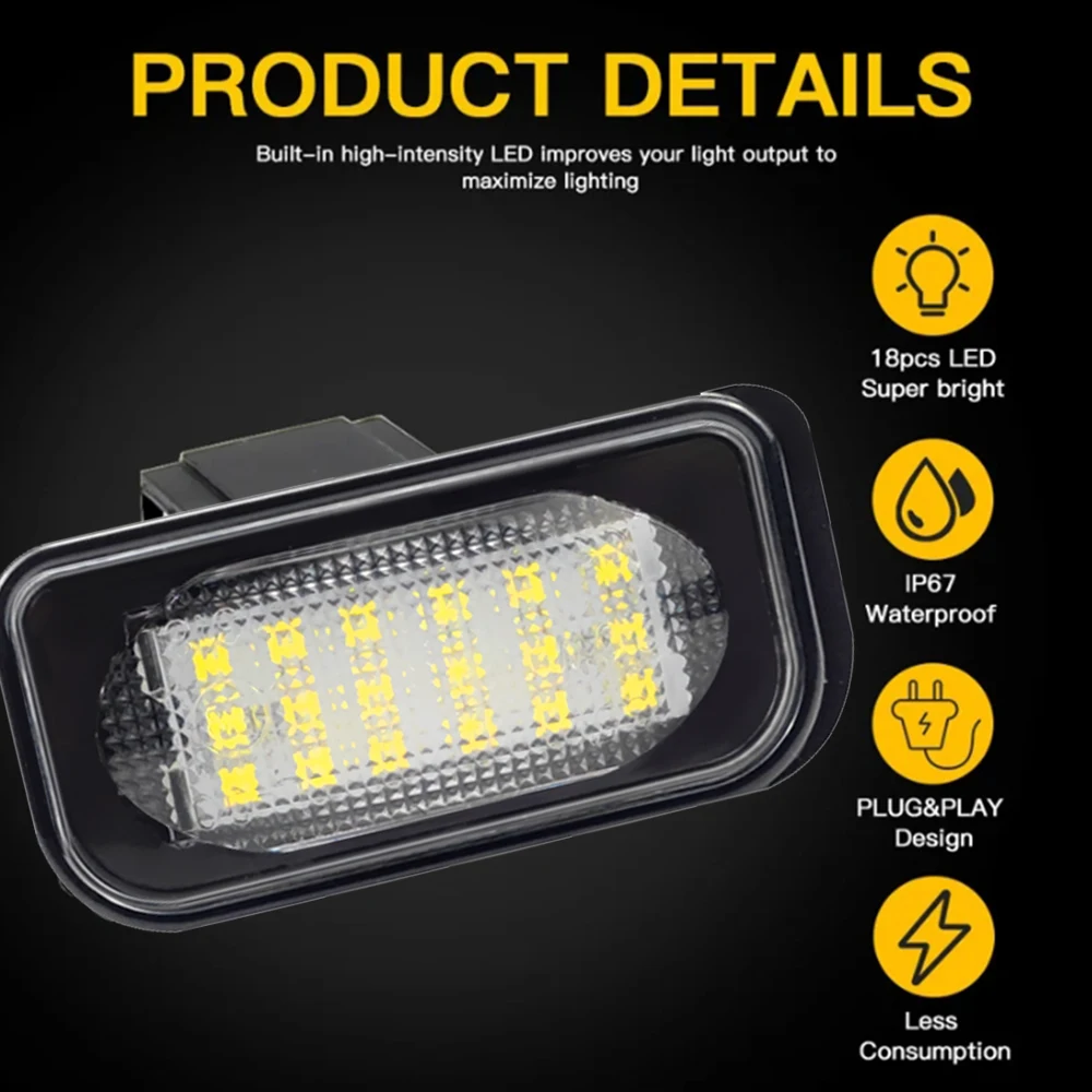 2pcs For Mercedes Benz C-class LED License Number Plate Light W203 4Door 2001-2007 R230 W209 C209 A209 SL CLK Class Canbus