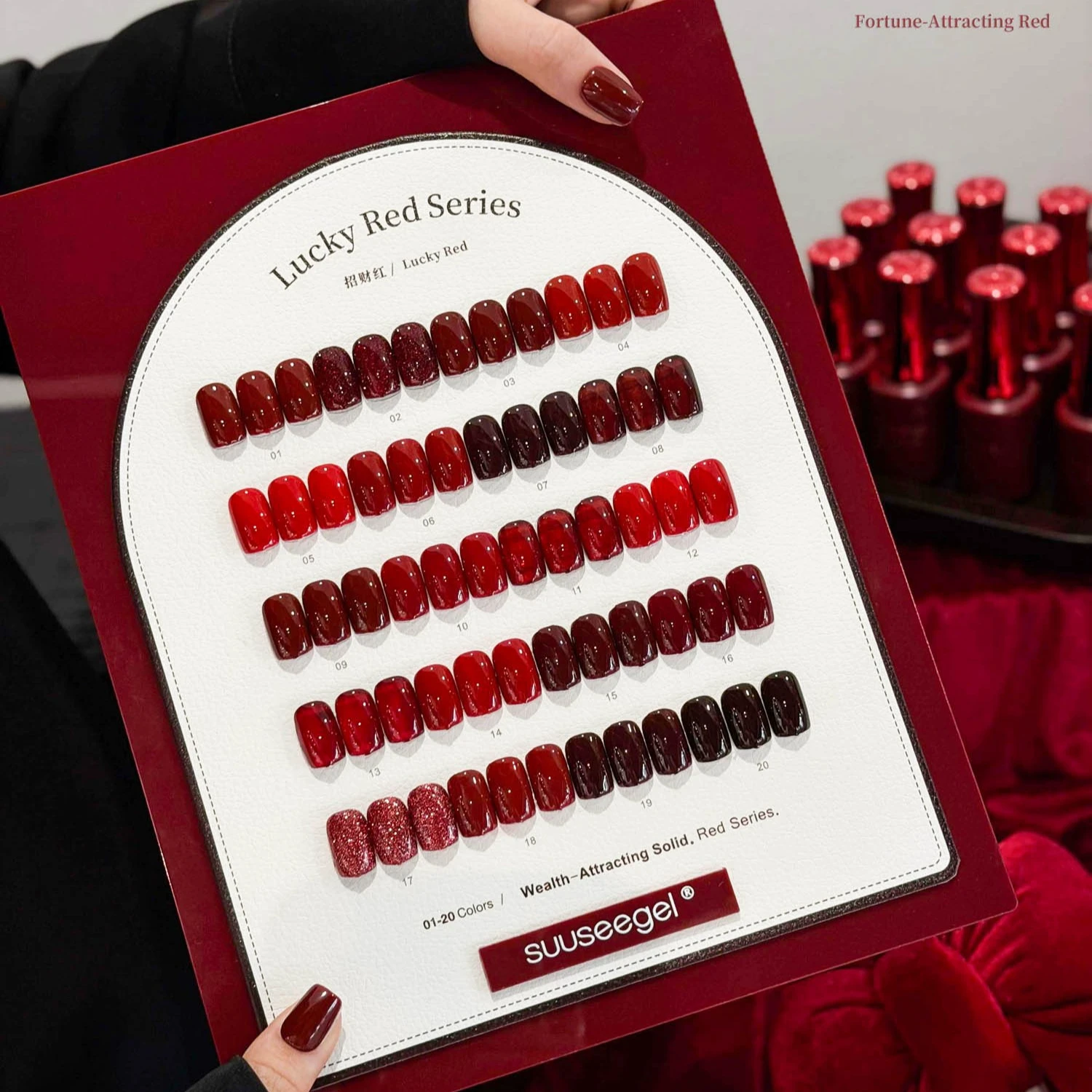 VVSFSSIR Nail 20 Colors Lucky Red Gel Polish Set Wine Red Blood Red Burgundy High Pigment Self Leveling Nail Gel 15ml view 4