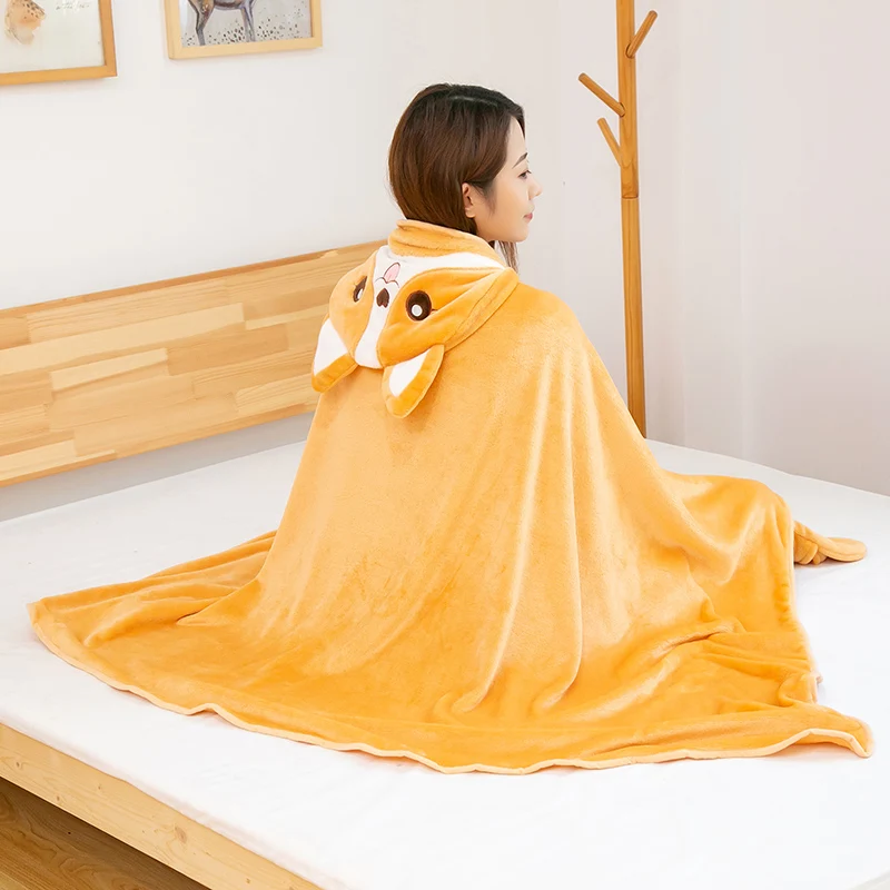 Wearable Hooded Blanket for Adults Children Cartoon Dog Cloak Shawl for Winter Office Nap Blankets Anime Blanket Hoodie