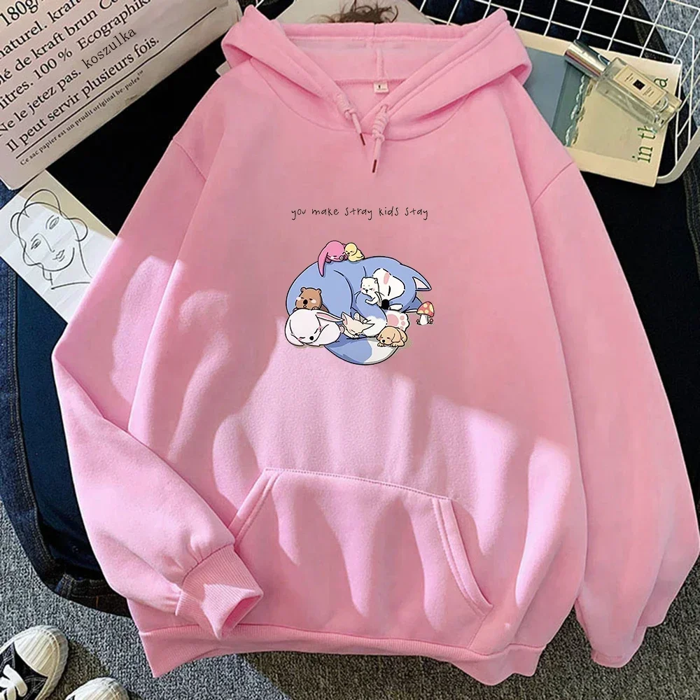 Kpop Stray Kids Graphic Print Women Hoodie Cute Women Kawaii Streetwear Harajuku Winter Cartoon Sweatshirts Female Pullovers