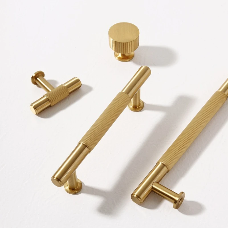 Hardware, tiradores de puertas de armario, varilla redonda moleteada, manija de puerta de muebles de latón tallado, perillas de cajón de gabinete