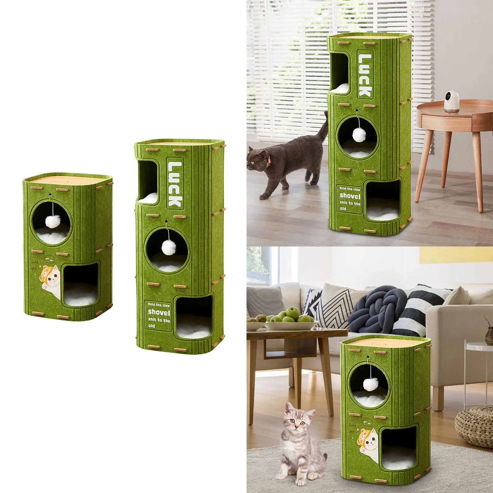 Barrel Shaped Cat Furniture Sturdy with Soft Mat Tree Hole Cat Condo for Pet Supplies Multi Small Pet Kitty Indoor Cats