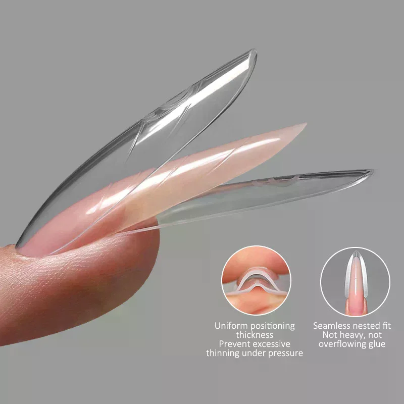 Sandwich Dual Nail Forms 240pcs 14Size Quick Extensions-Dual Forms T-shaped Ellipse Manicure Forms Top Mold Bottom Mold 3D