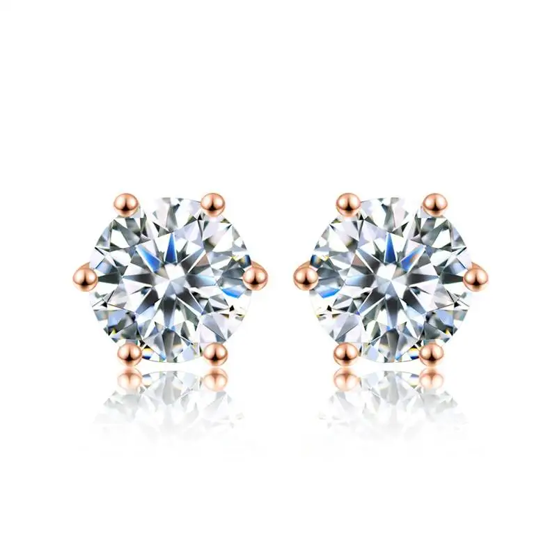 

TY D Color Brilliant Round Cut Lab Moissanite Dia Stud Earrings For Women 925 Sterling Silver Plated Wedding Fine Jewelry Gift