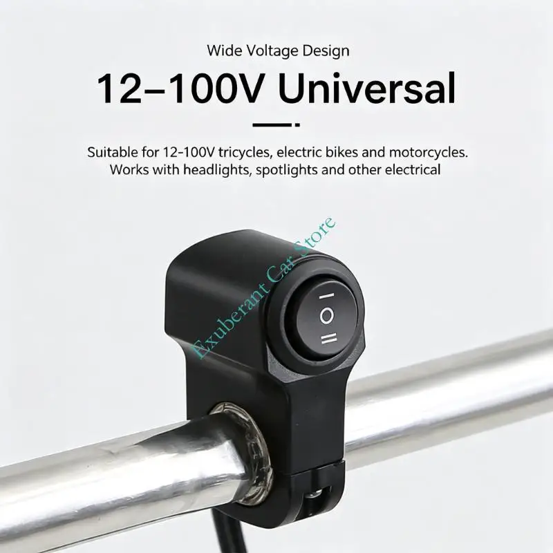 Motorcycle Handlebar Light Control Switches 12V 7/8 Inch Bar Mount Set, On Off Button Use for Fog Tail and Lamps