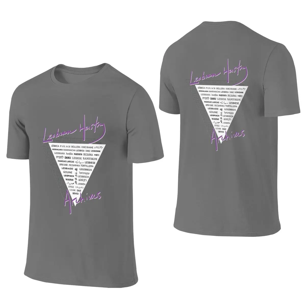 LHA Triangle The Word Lesbian In 40 Languages! Outdoor Reversible T-shirt Sweet Girl Girlish Feeling Wrinkle-Free Cotton Tee