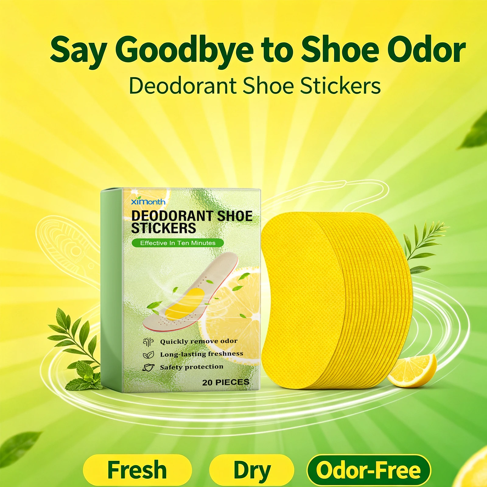 Deodorant Shoe Stickers Shoe Odor Removal Patches Eliminates Odor and Absorbs Moisture Long Lasting Freshness Daily Care Patches