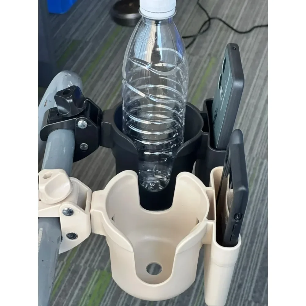 2-in-1 Universal Stroller Water Cup Holder With Phone Holder, Universal Bottle Holder For Wheelchair stroller Accessories