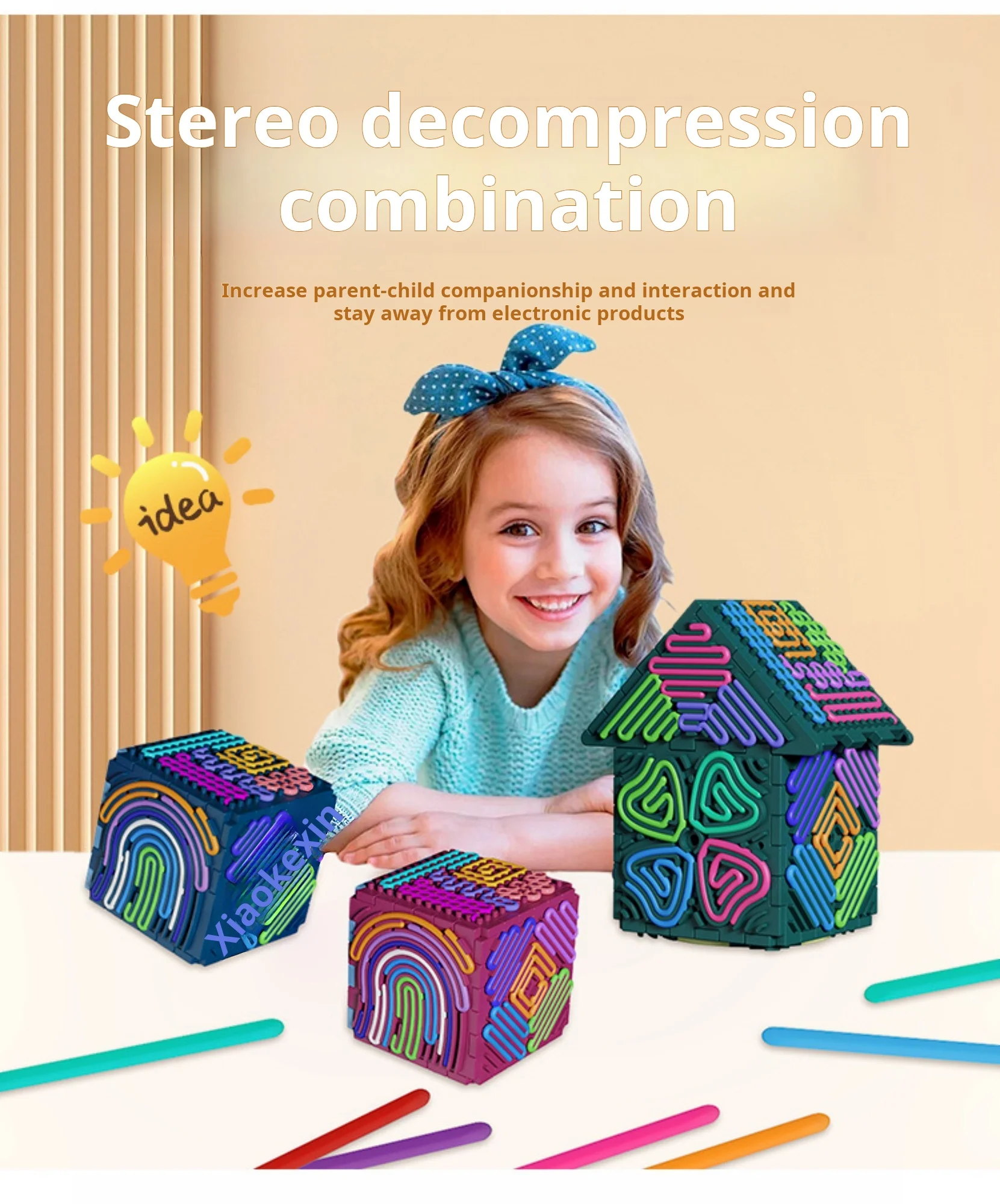 3D Sensoryczna Tablica Edukacyjna Puzzle Klocki Budowlane Domek Trening Skupienia Urodziny/Święta/Nowy Rok Prezent DIY dla Dzieci Zabawka Edukacyjna