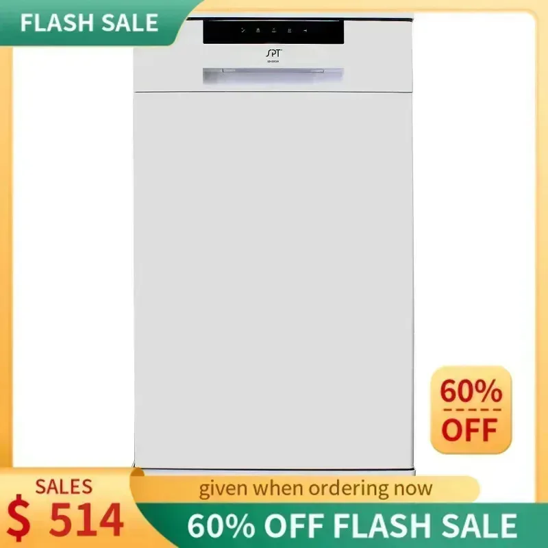 PMD4-SPT SD-9263W غسالة أطباق محمولة واسعة مقاس 18 بوصة مع ENERGY STAR، 6 برامج غسيل، 8 إعدادات للأماكن وحوض من الفولاذ المقاوم للصدأ - أبيض،