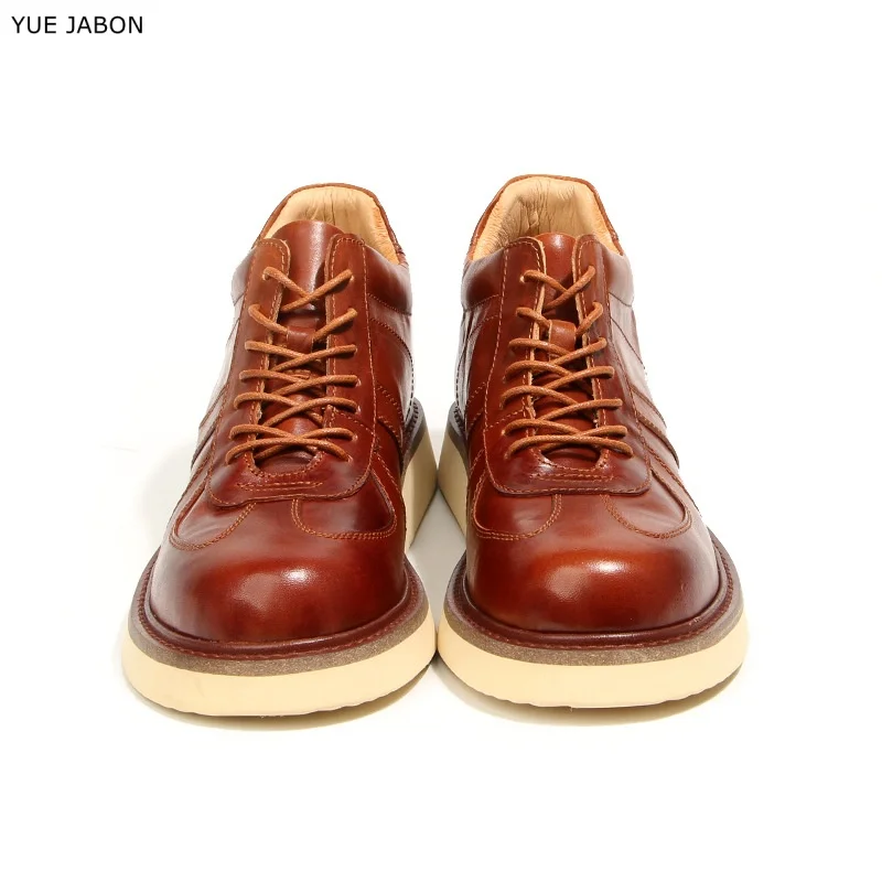 

Horse Leather Retro Men's Boots Genuine Leather Men Ankle Boots Platform Shoes Wear resistant Non-slip Autumn Winter Shoes Male