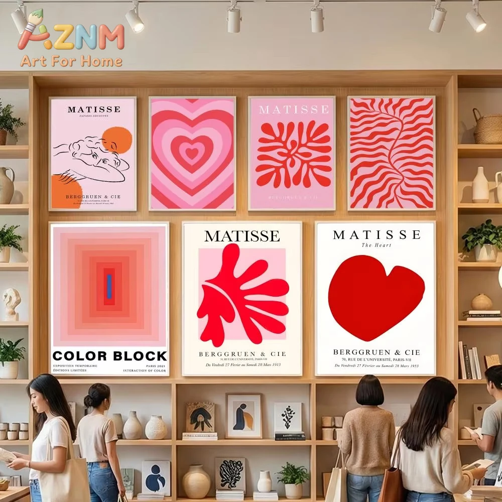 

1pc Pink Matisse Les Muses Map Flower Poster =HD= Heavy-Duty Self-Stick Waterproof Wall Decor Tool-free