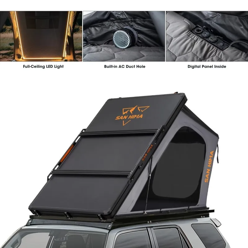

YTYIN Hardshell Rooftop Tent Slimline Lightweight 73kg 138mm USB Charging AC Duct LED Light For SUV 4x4