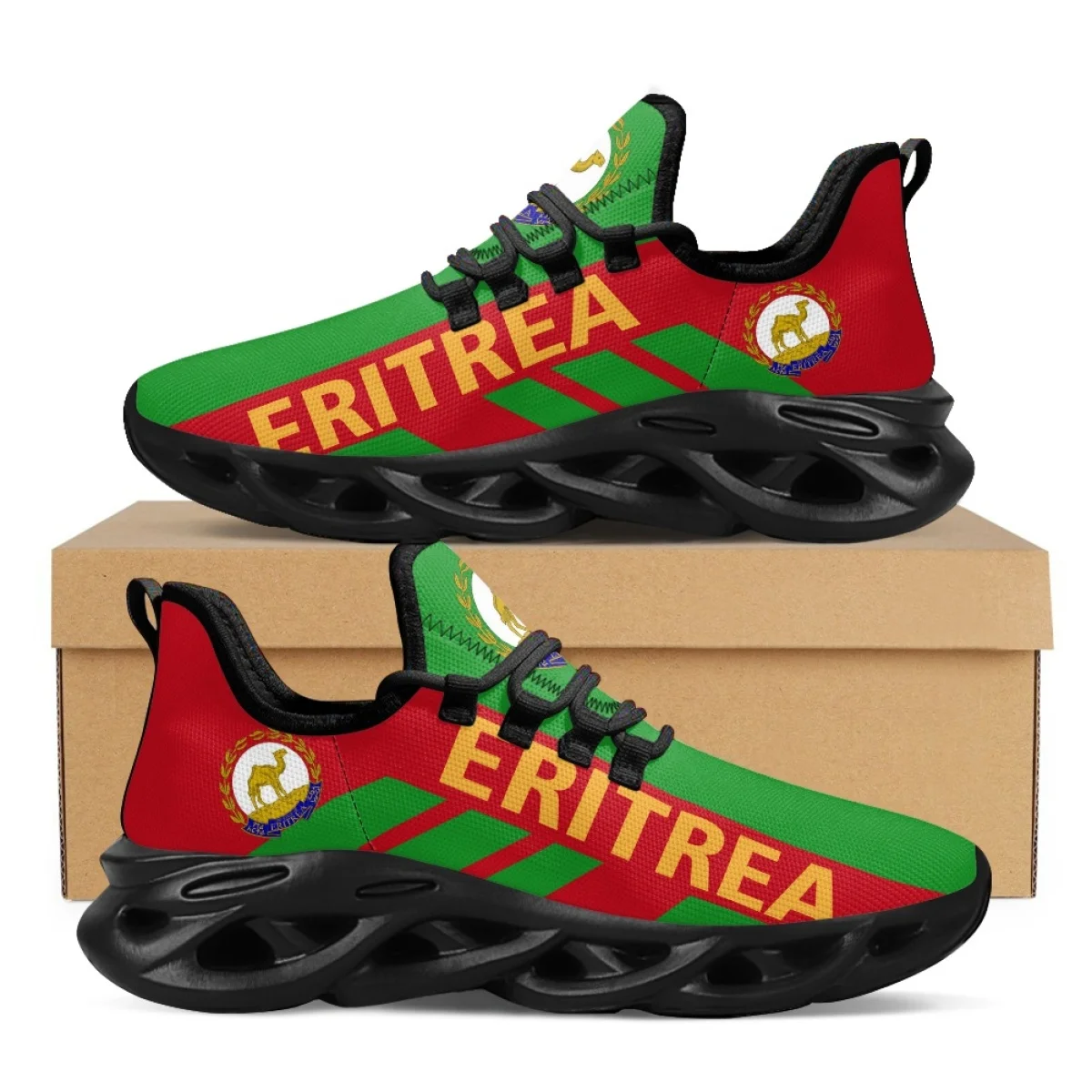 Ethiopia Flag Print Ladies Sneakers Breathable Lace Up Platform Shoes Casual Outdoor Fitness Running Flats Shoes Zapatos Mujer