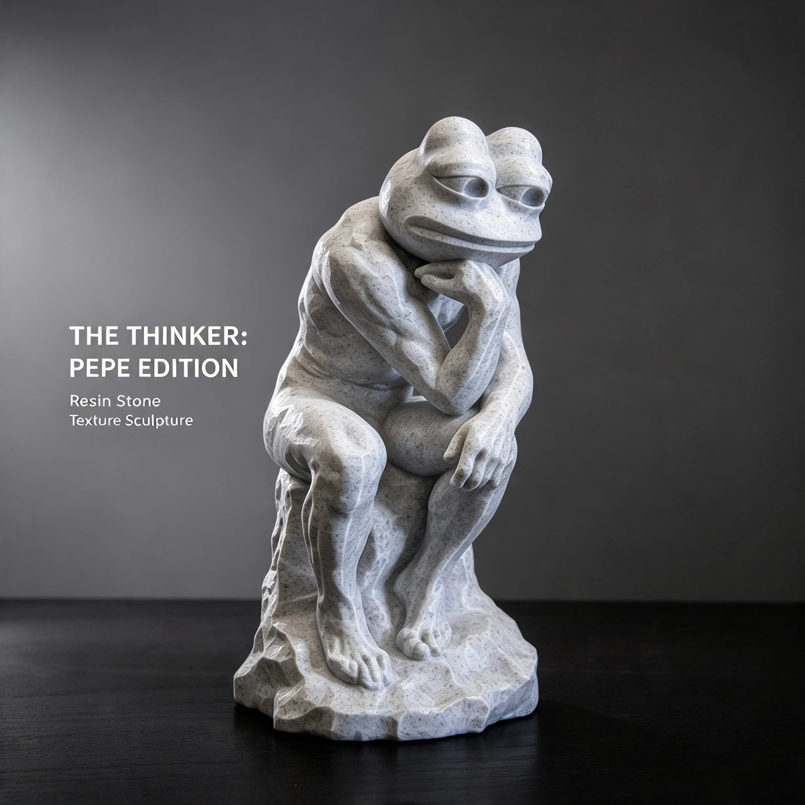 Resin Pepe The Frog Thinker, Statue Meme Sculpture Sad Frog Meditation Figure Home Office Desktop Decoration Funny Gift Ornament