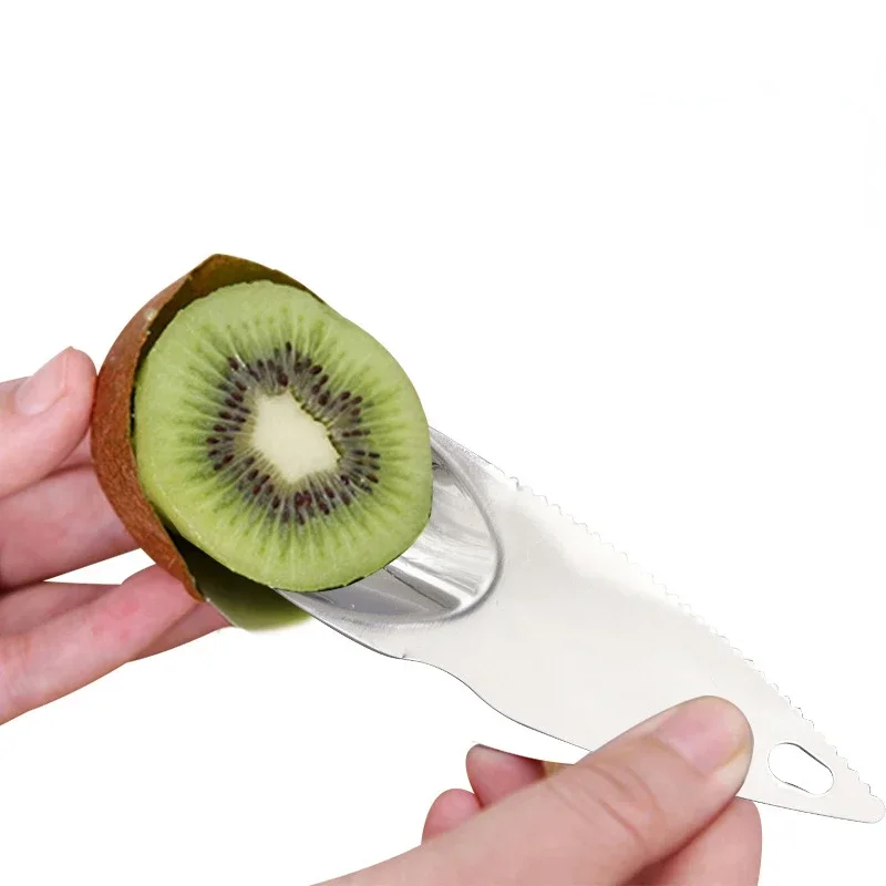 Stainless Steel Kiwi Blade Kiwifruit Cut Spoon Peeling Dig Spoon Serrated Blade for Shop Kitchen Home Outdoor