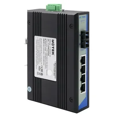 

UT-2604G Gigabit Fiber Optic Transceiver Industrial Grade 1 Optical 4 Electrical Rail Mounted Conversion Module