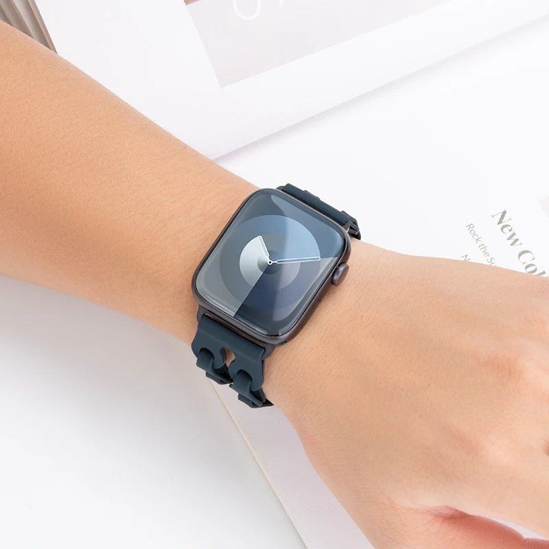 Ремешок силиконовый для Apple Watch Ultra 2, двойной туристический браслет для iWatch Series 10 9 8 7 6, 49 мм 46 мм 45 мм 44 мм 40 мм 41 мм 42 мм