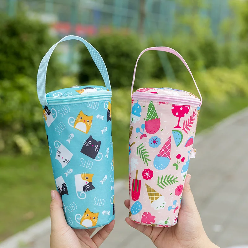 Canvas Water Bottle Bag Crossbody Cup Holder with Strap Portable Tote Cup Sleeve for Tumbler Coffee Tea Cup