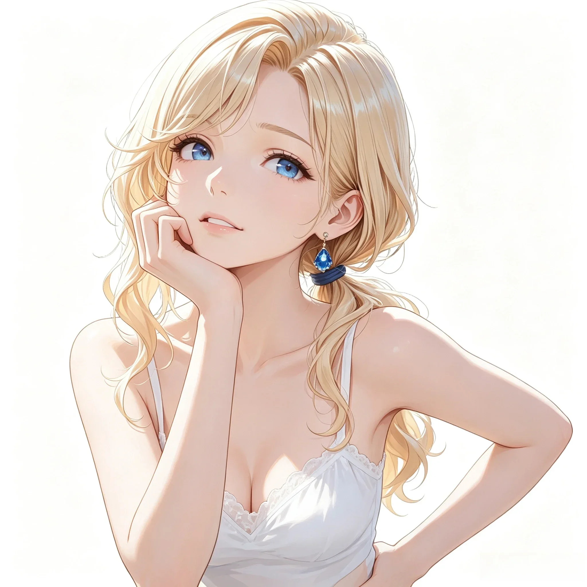 Cute Blonde‑Hair Blue‑Eyes Anime Girl 2D Flat Vinyl Waterproof Sticker Decal for Motorcycle Car Laptop Scooter Glass Wall Decor
