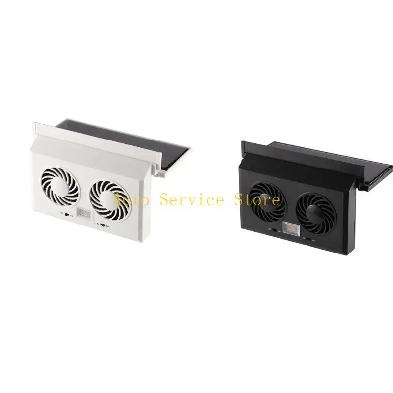 

462A Car Exhaust Fan with 2 Air Outlets Solar Radiator Cooling Fan Air Circulation Cooling Ventilator for Comfort
