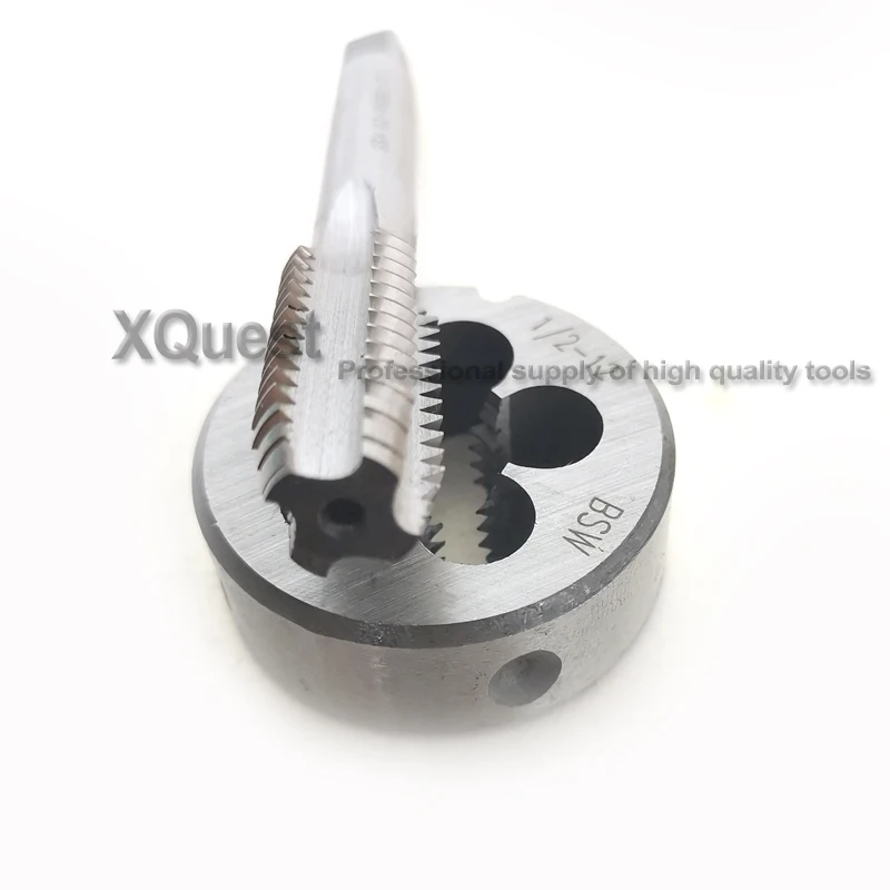 2PCS HSS Right hand tap and die set BSW 5/16 3/8 7/16 1/2 Withworth screw thread dies taps BSW 5/16-18 3/8-16 7/16-14 1/2-12