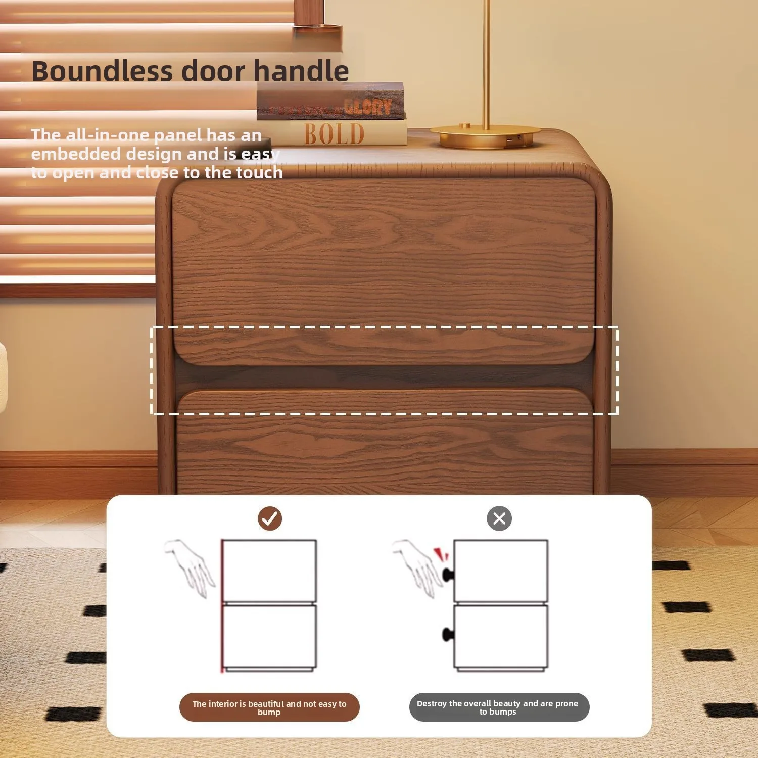 2026 hot sell Simple modern solid wood bedside table in the bedroom, simple installation-free locker
