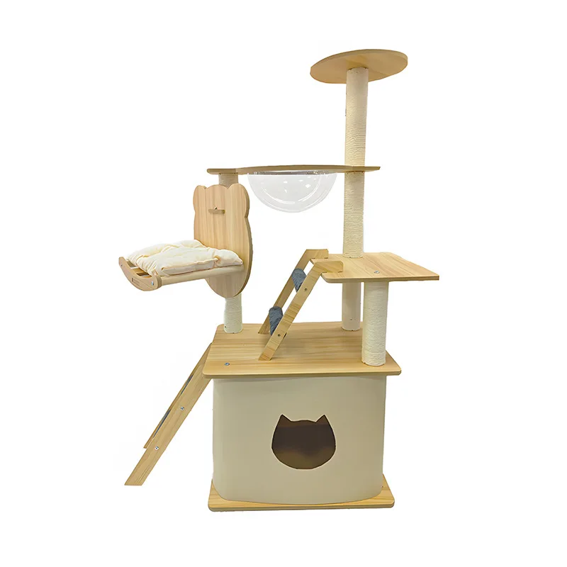 

Pet cat climbing frame, large wooden cat scratching column