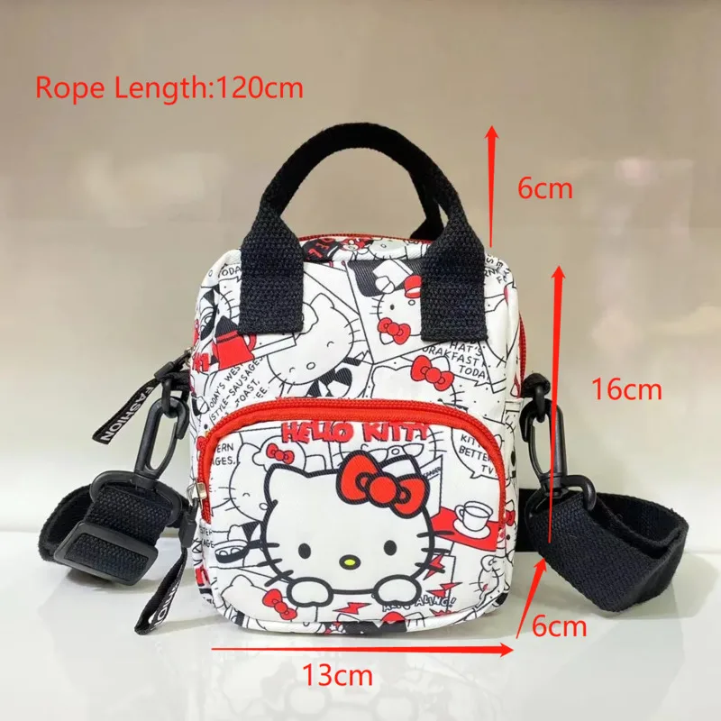 Sanrio Hello Kitty Kuromi urocza torba kobiety drukują saszetka biodrowa modne torby podróżnicze na suwak na płótnie Crossbody saszetki