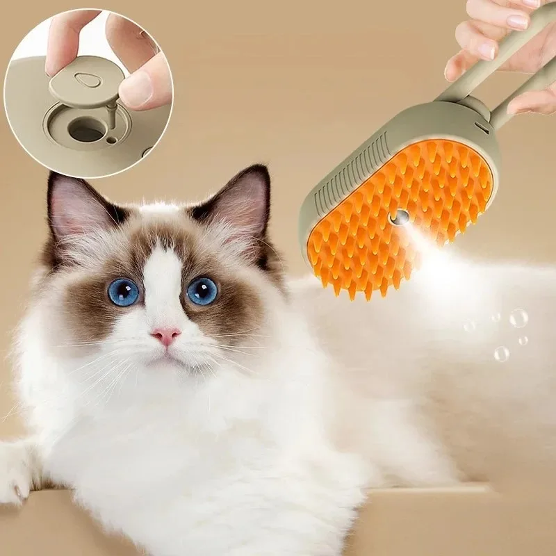 

Pet Steam Brush Cat Dog Cleaning Steamy Spray Massage Beauty Comb 3 in 1 Hair Removal Grooming Supplies Pets Cat Accessories