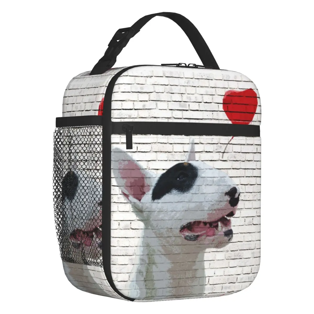 English Bull Terrier Banksy Style Thermal Insulated Lunch Bags Dog Fan Art Lunch Tote for Outdoor Picnic Storage Food Box