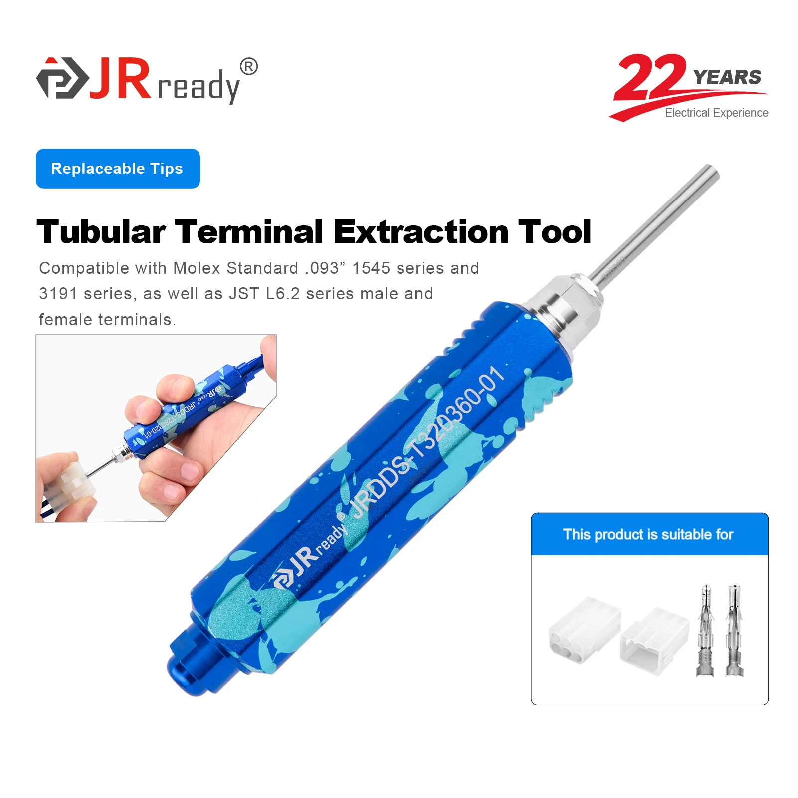 

JRready JRDDS-T320360-01 Инструмент для извлечения трубчатых клемм