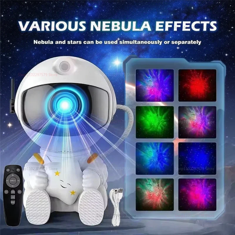 2025 جديد الإبداعية رائد الفضاء ستار ضوء عرض جو ملون ليلة مصباح هدية عيد ميلاد للأطفال الكبار ديكور غرفة نوم