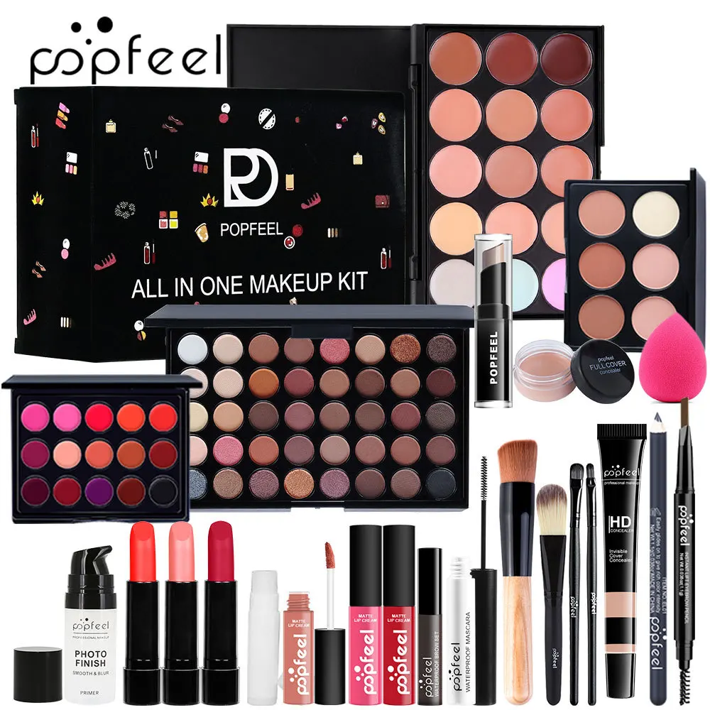 Kit per il trucco Popfeel in edizione limitata Set completo All in One Ombretto Eyeliner Correttore Fondotinta Set di lusso Regalo per le donne Cosmetici