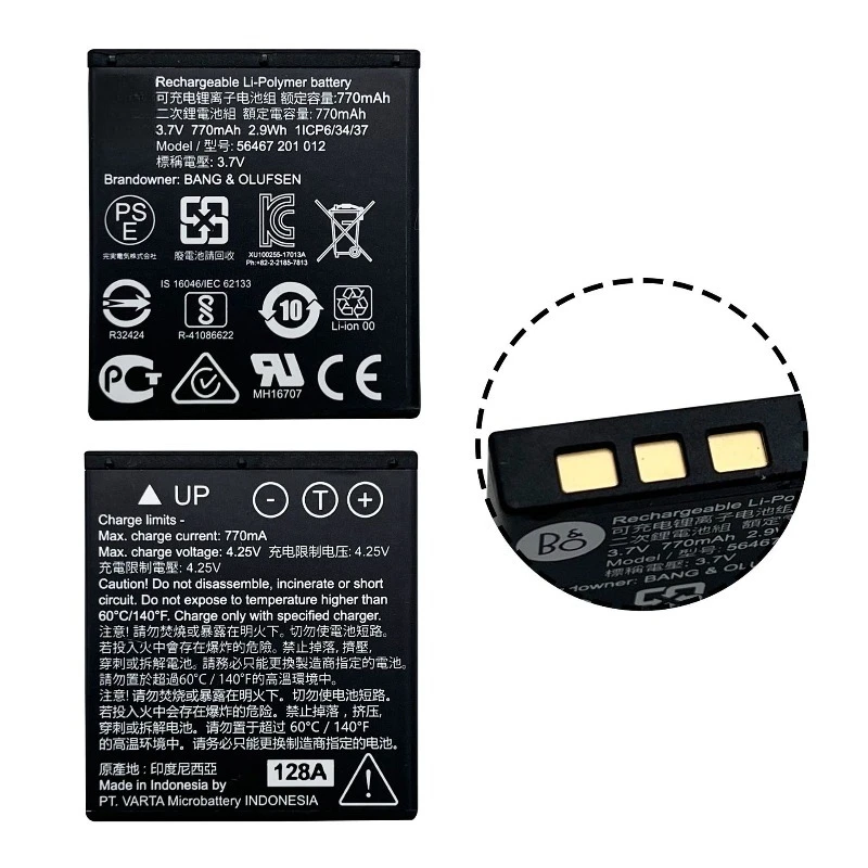 New 3.7V 770mAh PLB-103 Li-ion Battery For B&O BeoPlay H7 H8 H9 AW19 H9i RIMOWA Wireless Noise Reduction Earphones High Quality