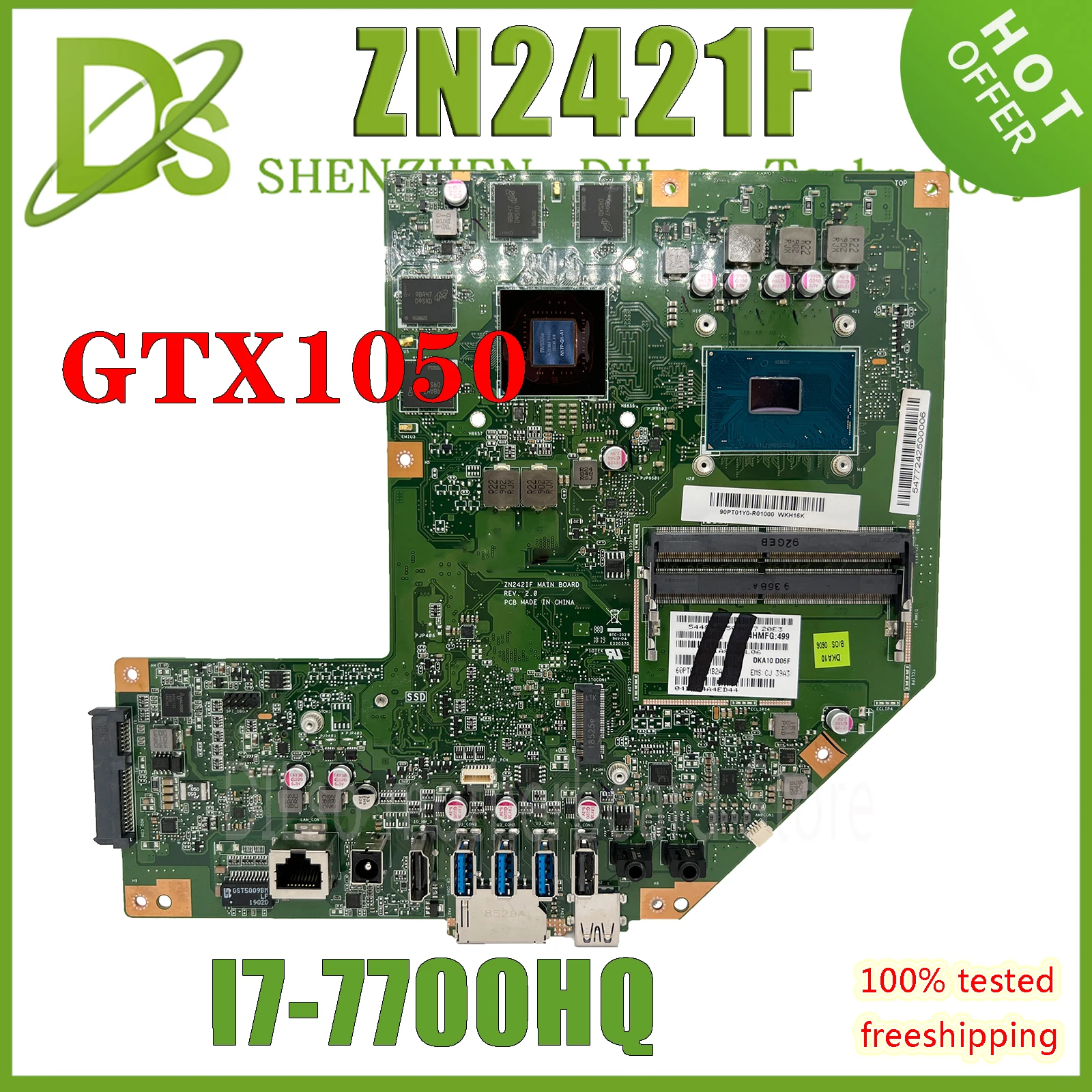 

KEFU ZN2421F Mainboard For ASUS Zen AIO ZN242IF ZN2421 All-in-One Desktop PC Motherboard I7-7700HQ GTX1050 100% Test OK