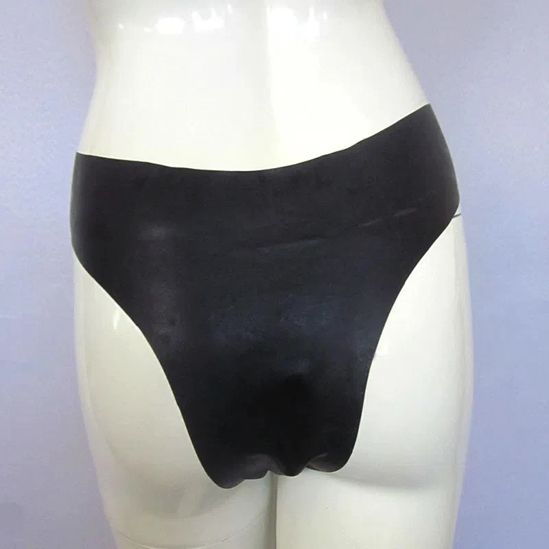 Man Sexy Seamless Latex Briefs With Sheath Panties Erotic G-String Underwear Safety Pants