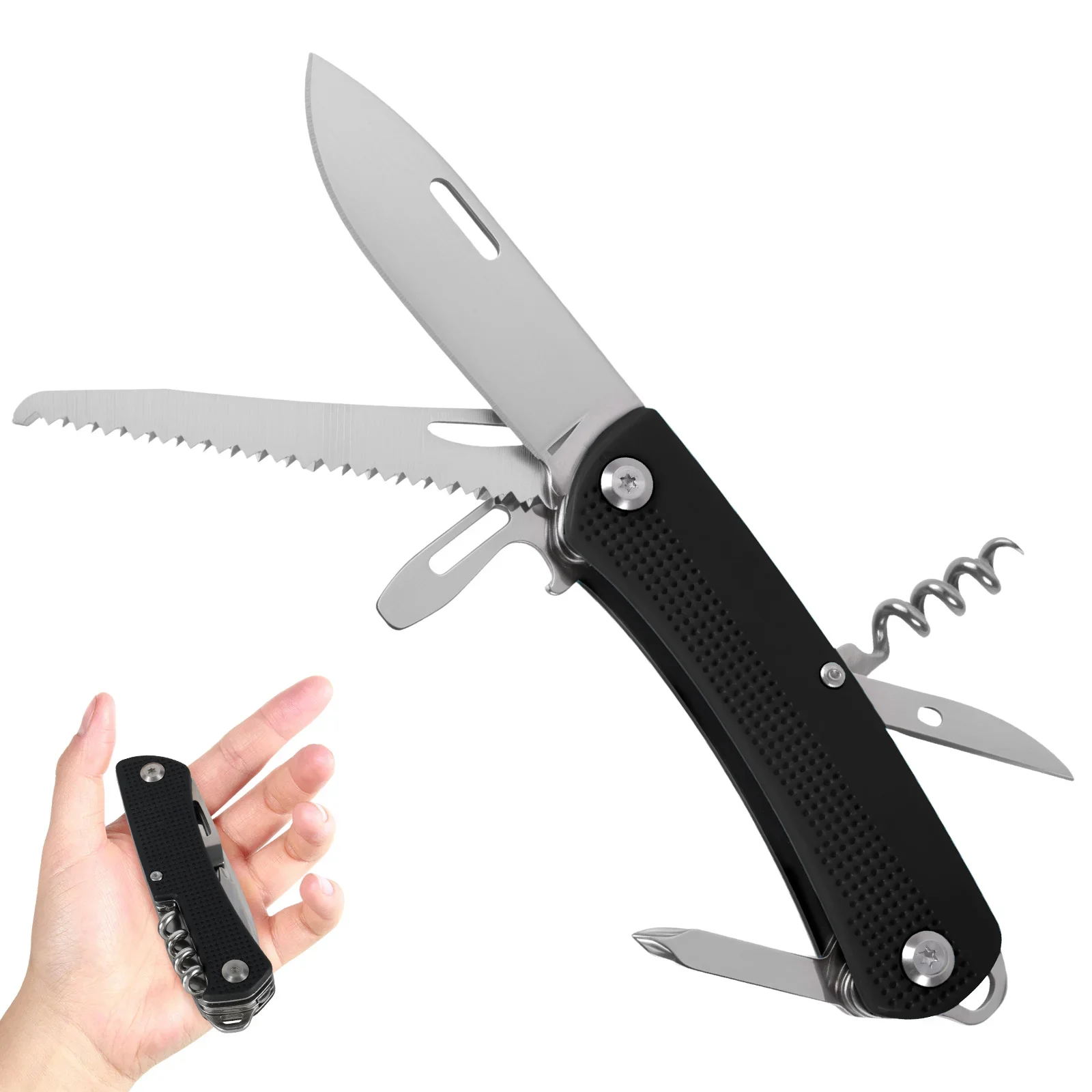 

Multitool Pocket Knife Multifunctional Folding Knife with Bottle Opener Saw Cutter for Outdoor Camping Climbing Emergency Tools