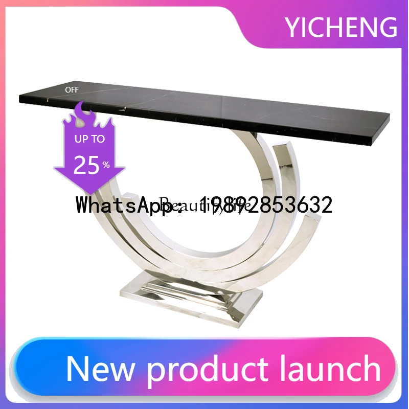 

QQ Stainless steel entrance platform countertop natural black and white root marble