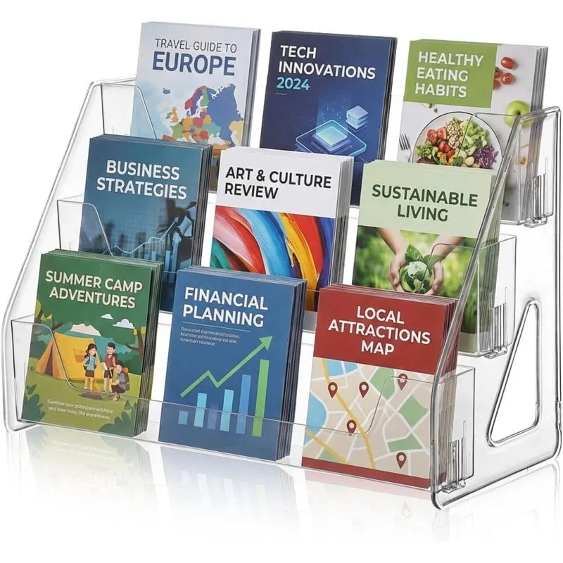Storage Display Stand, Sticky Note Sticker Organizer Rack, Acrylic Display Stands & Card Stand, Office Portable Organizer Rack