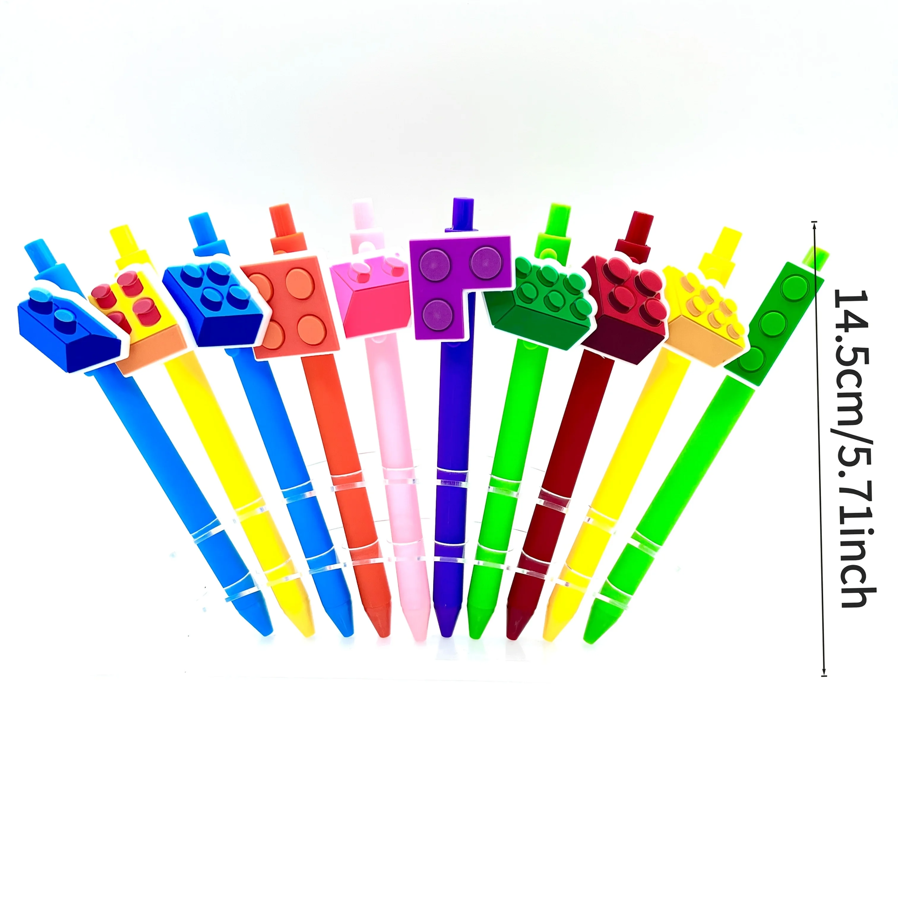 5pcs/10pcs/20pcs Building Blocks Theme Printed Ballpoint Pen Student Writing Stationery Office Meeting Recording Pen.