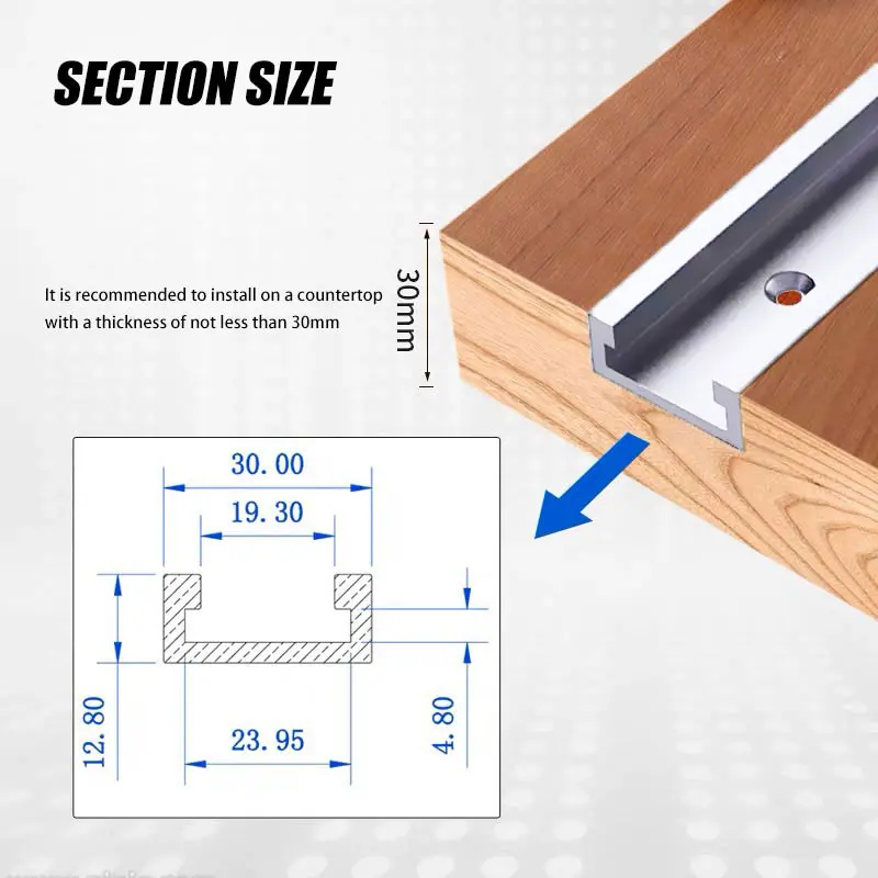 30# Woodworking T Track Slot Table Saw Pusher DIY Modifications Workbench Slider 30cm 40cm 50cm Type-30 Universal Track tools