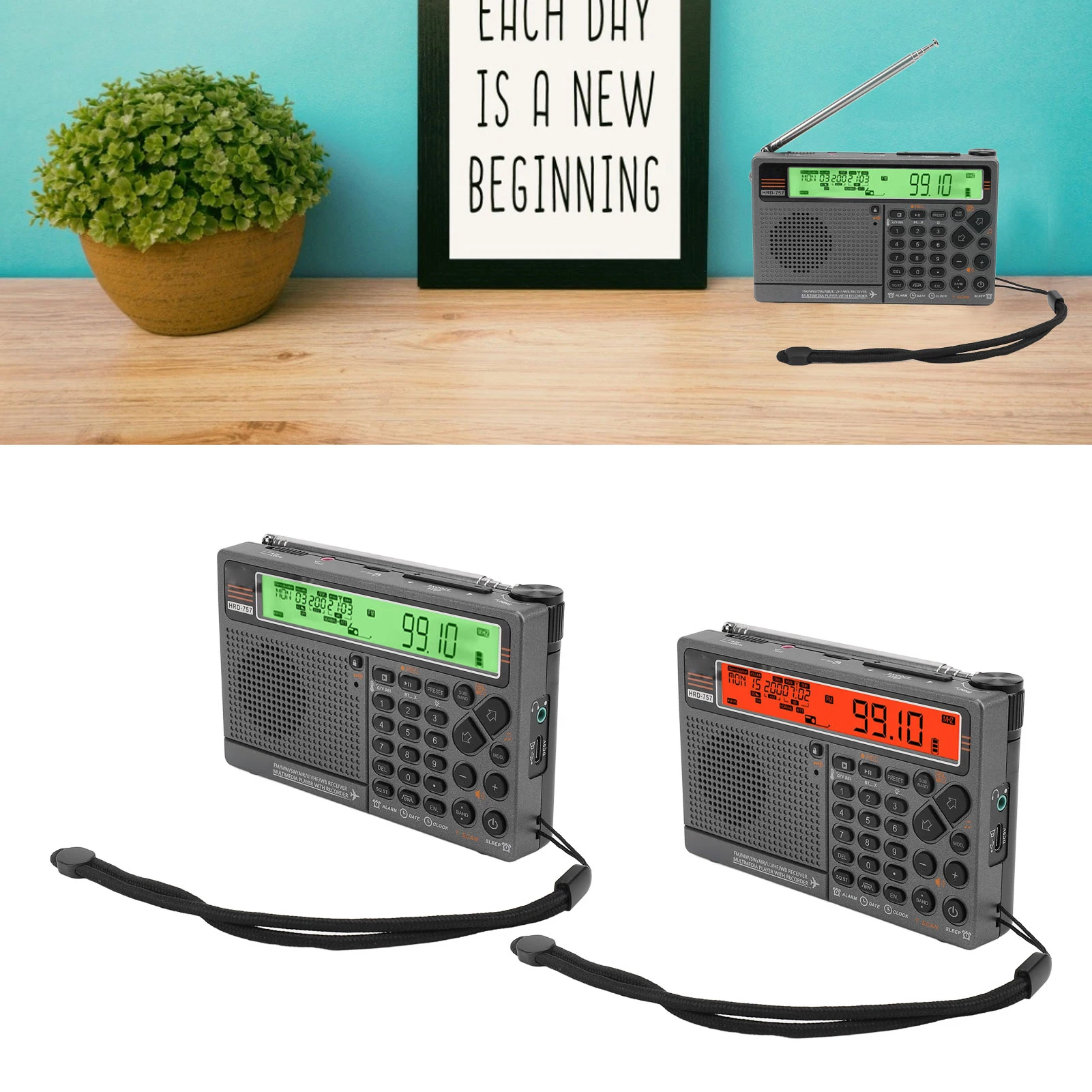 

Цифровое радио-тюнинг, 2500 мАч, разъем для наушников 3,5 мм, SW FM MW, многодиапазонное радио, Bluetooth 5,0, фонарик AIR V.UHF WB для путешествий