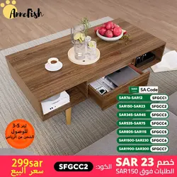 AnneFish Large-capacity Storage Double-layer Simple Installation Coffee Table For Living Room With 2 Drawers 120x60cm