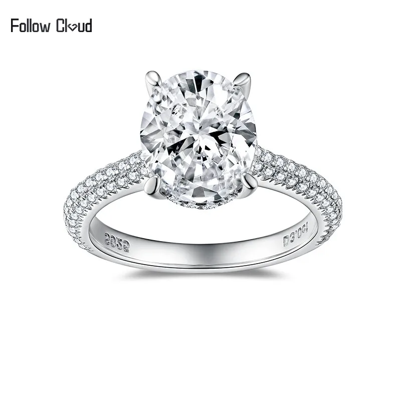 

Follow Cloud Classic 8*10mm 3.0ct Oval Cut Real Moissanite Diamond Engagement Rings for Women 925 Sterling Silver Wedding Band